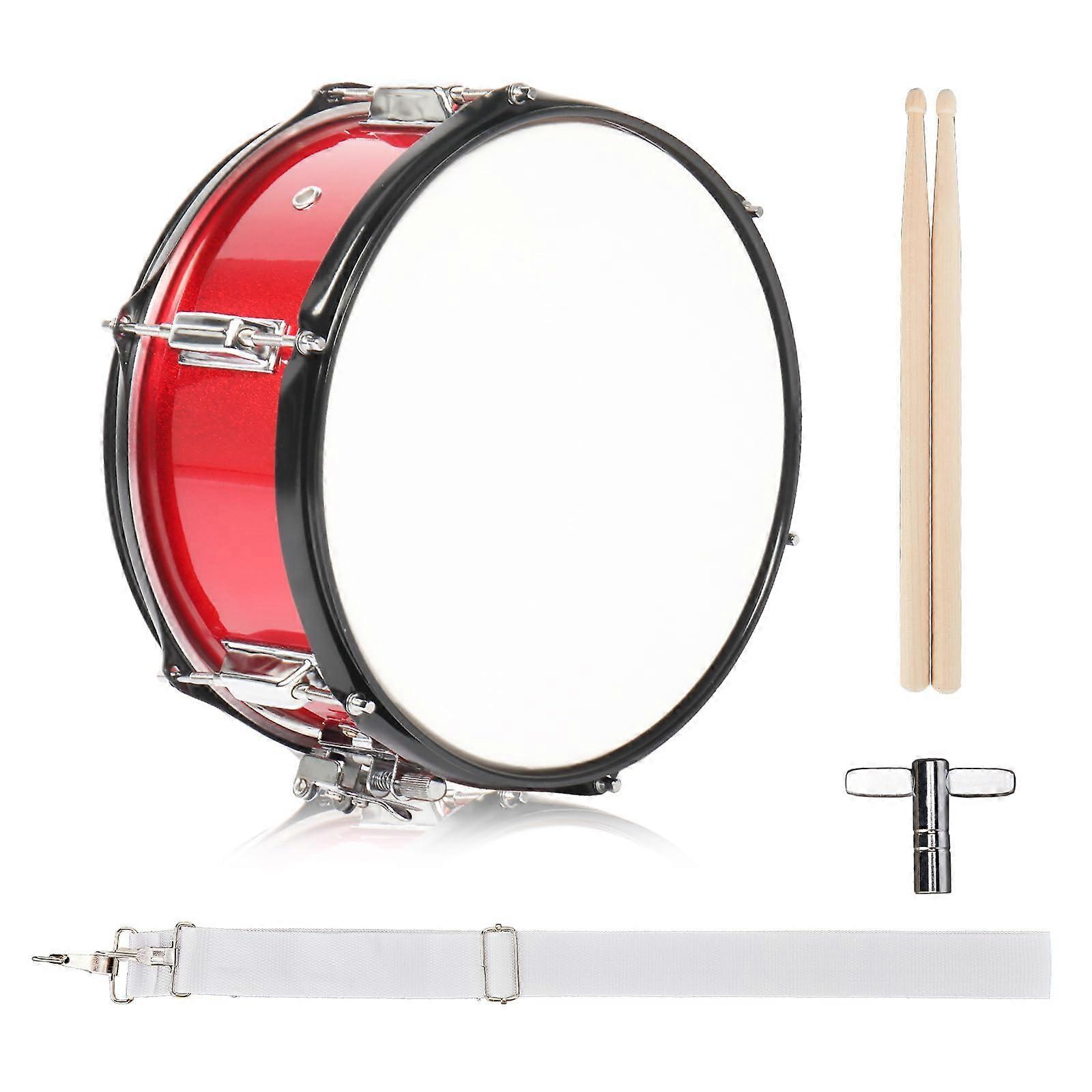 12 x 5.5 Inch Marching Snare Drum Kit with Drumsticks, Adjustable Strap, Bright Tone, Red
