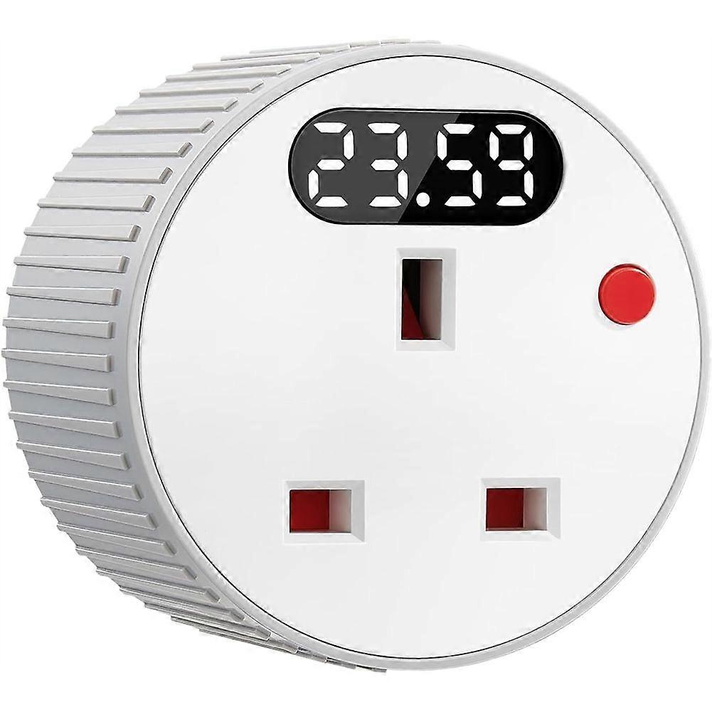Countdown Timer Plug Socket, Digital Plug with LED Display, 1 Min-24H Adjustable Countdown Switch UK Plug