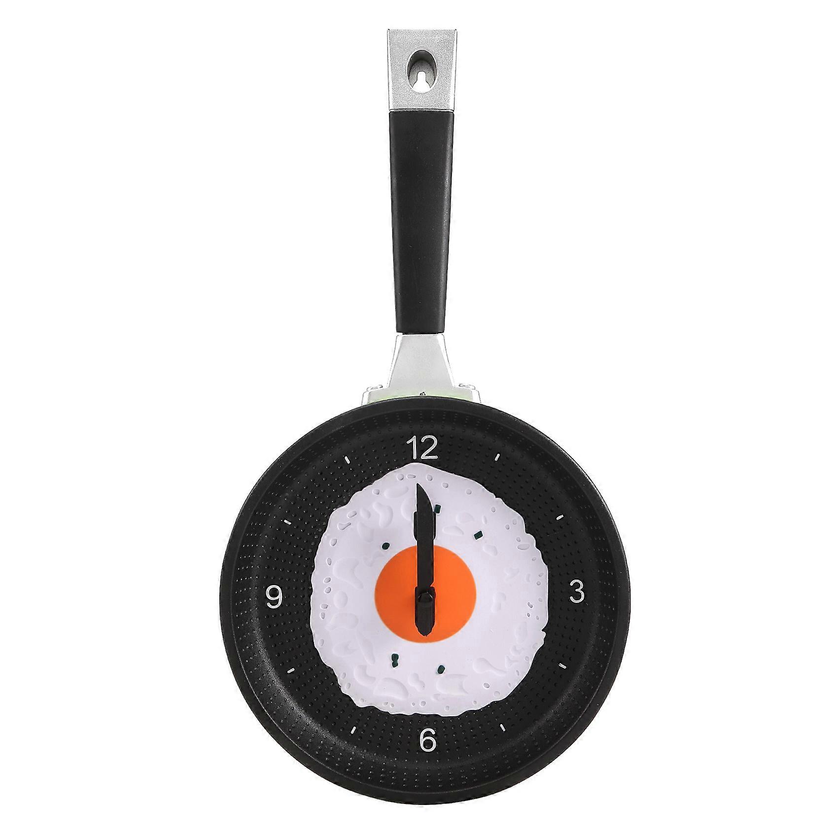 Frying Pan Clock with Fried Egg - Novelty Hanging Kitchen Cafe Wall Clock Kitchen - Green