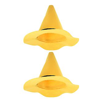 2pcs Yellow Wizard Hat: Oversized Bendable Pointed Hat for Adults & Kids - Felt Whimsical Costume Accessory for Halloween Cosplay & Fantasy Festivals
