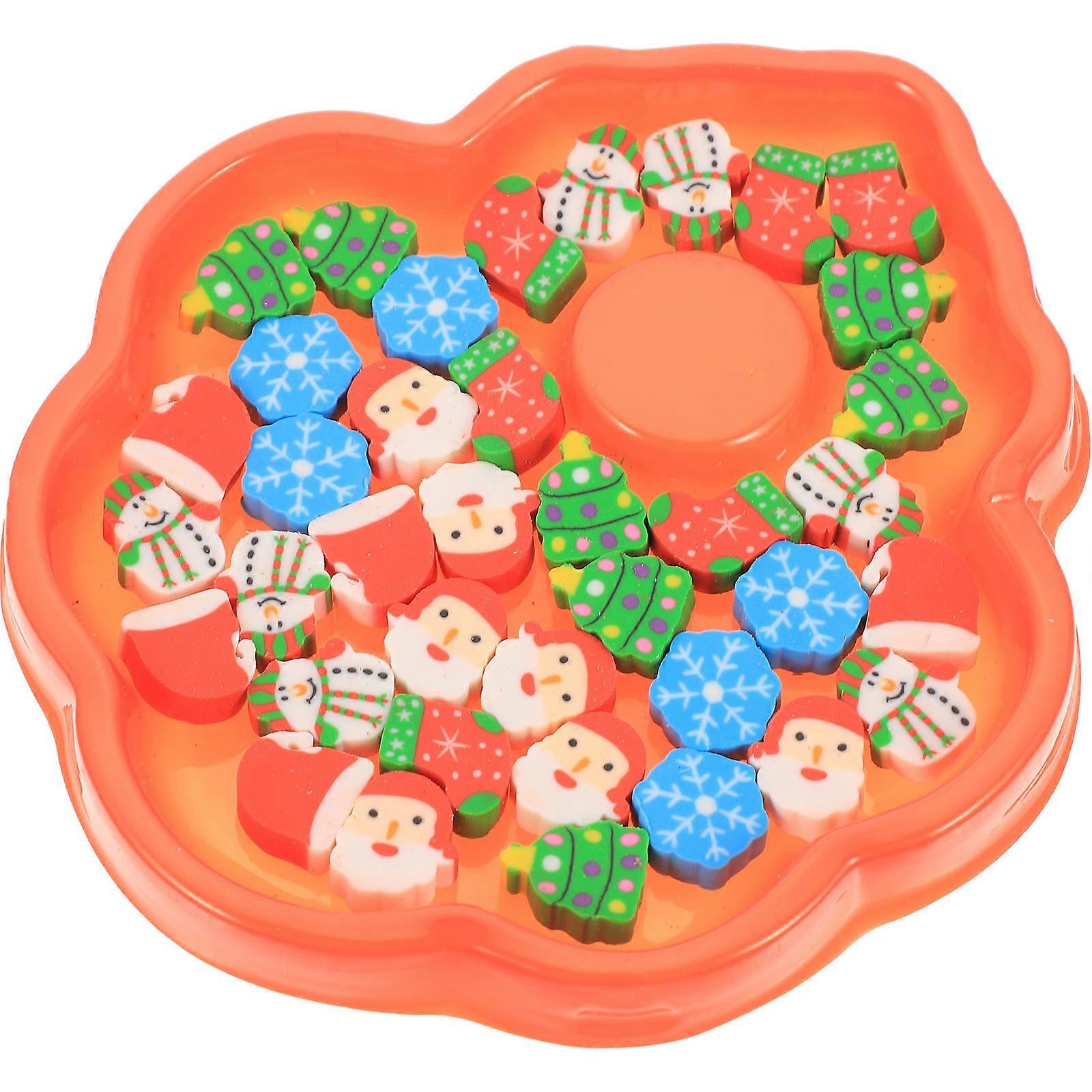 Xmas Themed Multi-Function Pencil Erasers for Kids 5 Boxes Portable Set
