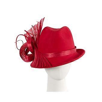 Red ladies winter fashion felt fedora hat by Fillies Collection F686 F686R