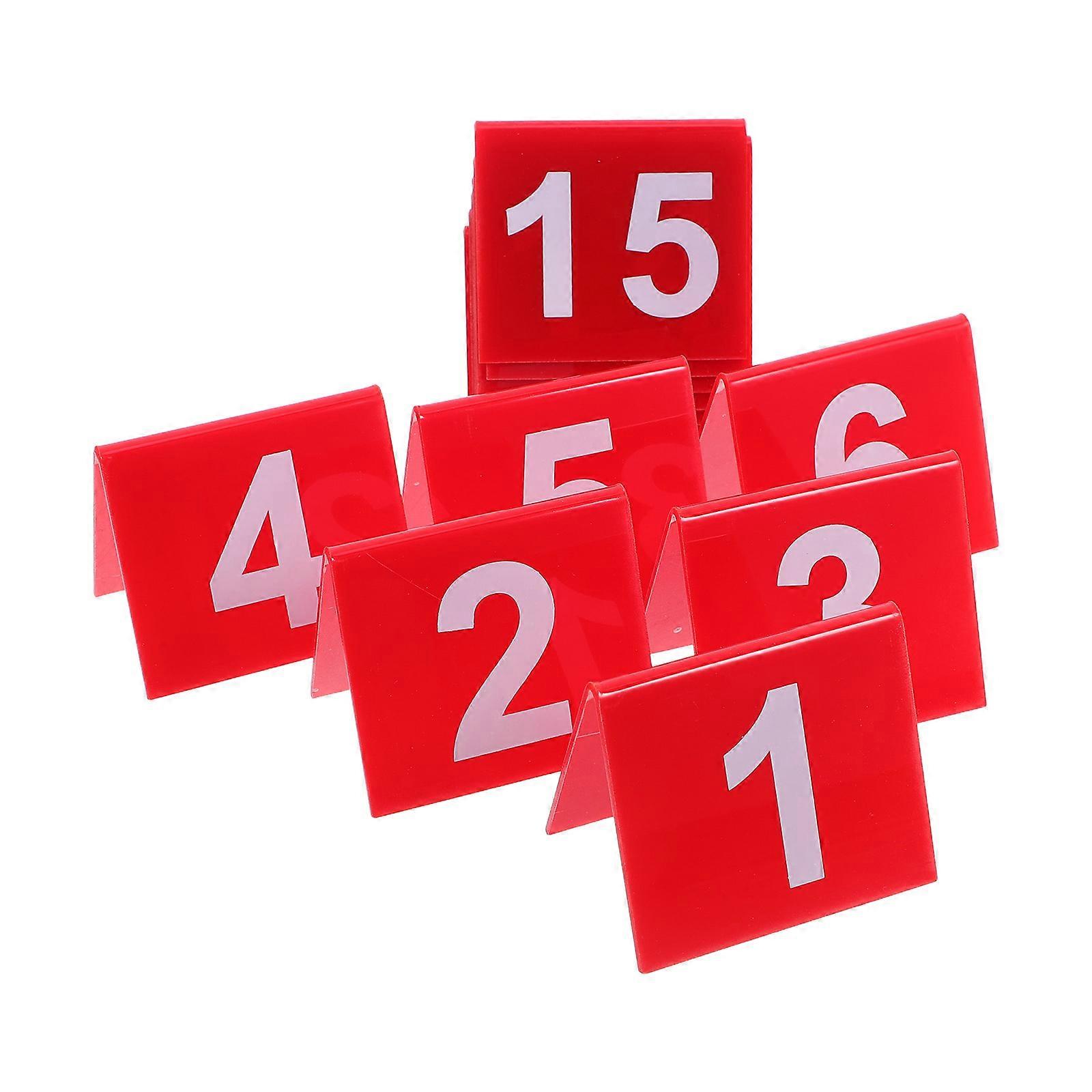 Acrylic Table Numbers for Restaurants 15Pcs Red Numbered Markers
