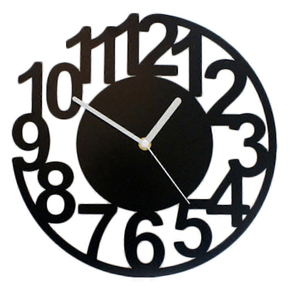 Black Wall Clock Half Moon Shape Hanging Clock for Home 2Pcs Set