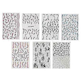 7 ark Fire Flame Nail Stickers Självhäftande för nagelkonst dekoration design