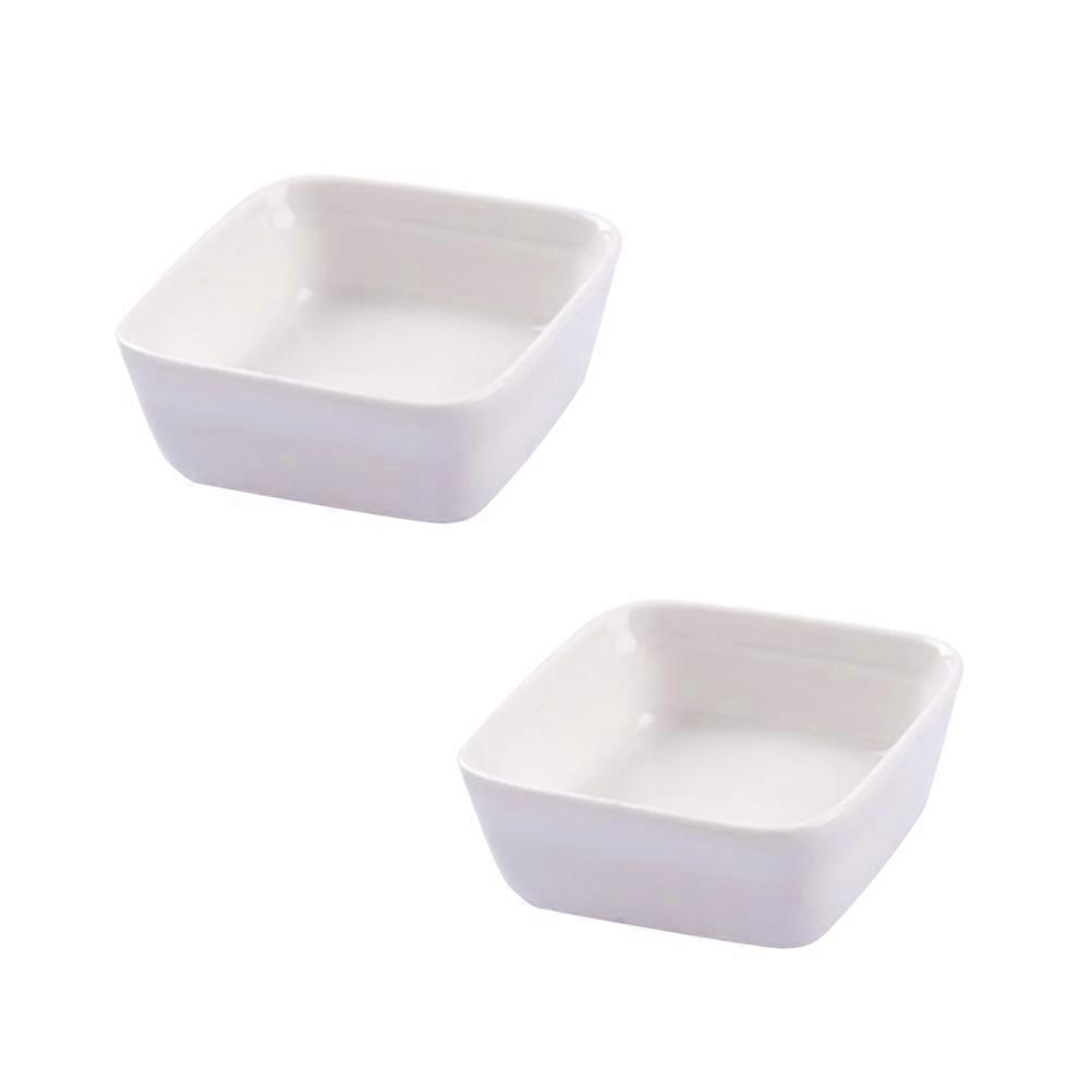 White Ceramic Dipping Dish for Sauce Serving 2Pcs Kitchen Plates