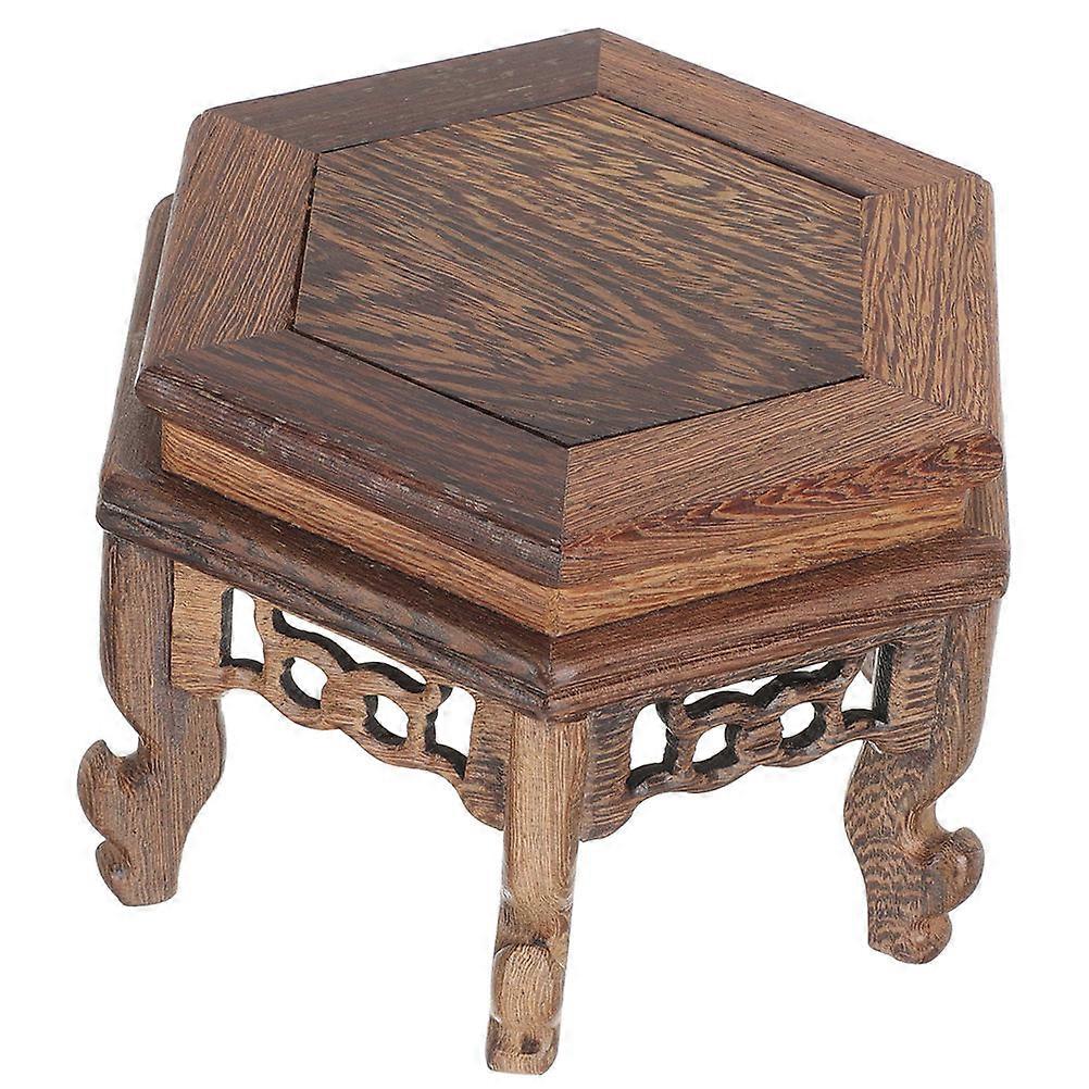 Six-Angle Table Base Wooden Plant Stand for Storage Use