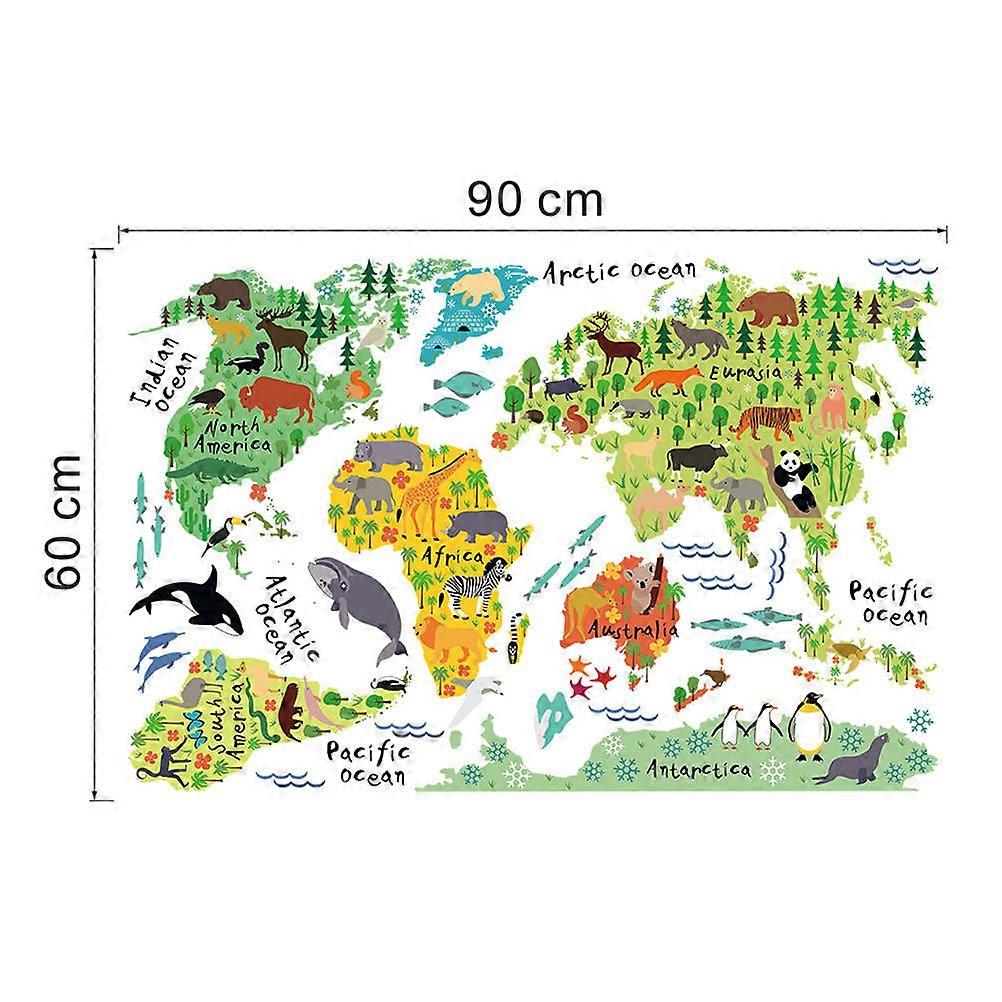 Map Wall Stickers DIY Educational Removable 1 Sheet Art