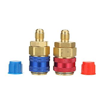 2-Piece A/C Manifold Gauge Quick Coupler Set – Low & High Side Adapters (1/4″ SAE)