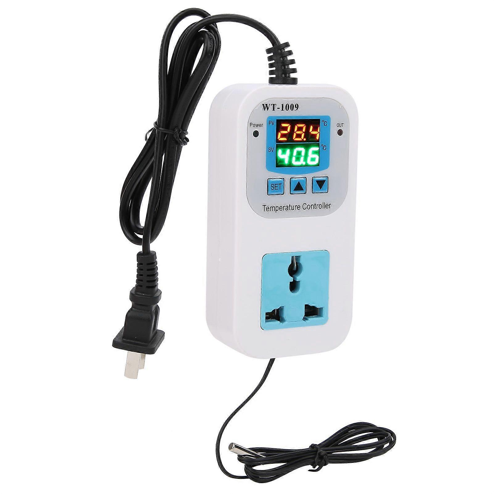Temperature Controller Digital Dual Display Electronic Control Socket 10A WT?1009 110?220VUS Plug