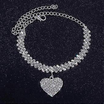 Wind heart diamond-shaped anklet personality beach fashion simple all-match rhinestone jewelry foot ornaments anklet female silver jewelry