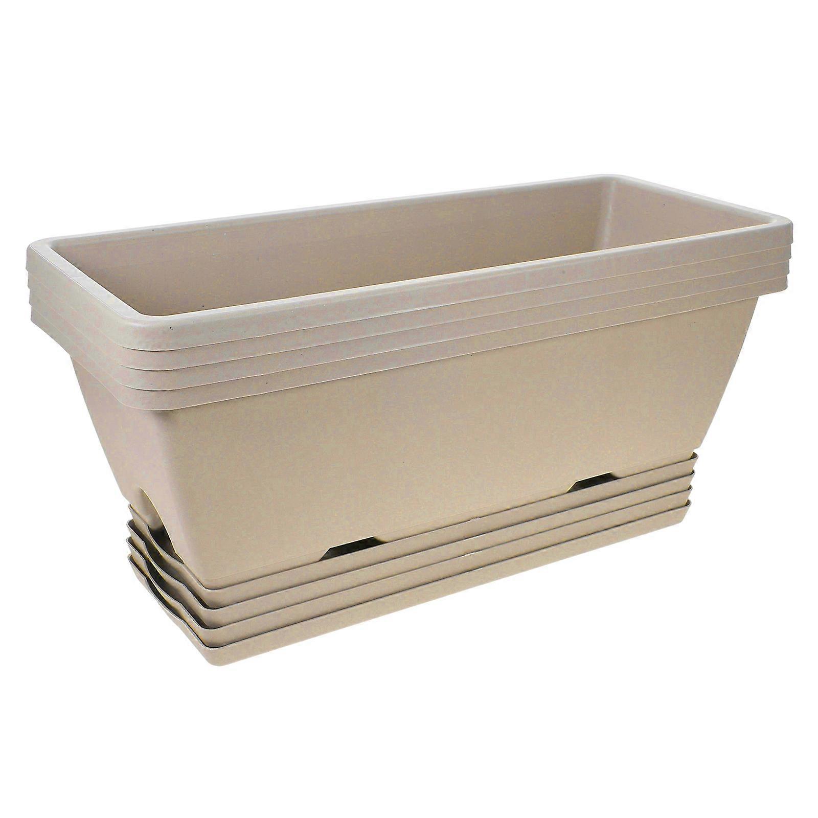 4 Sets Rectangular Window Flower Box Planter Plant Vegetable Planters with Tray