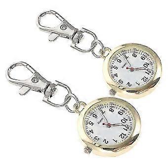 Vintage Krankenschwester-Hängeuhr, kleine Quarz-Taschenuhr für Krankenschwestern, 2 Stück, Edelstahl, Gold