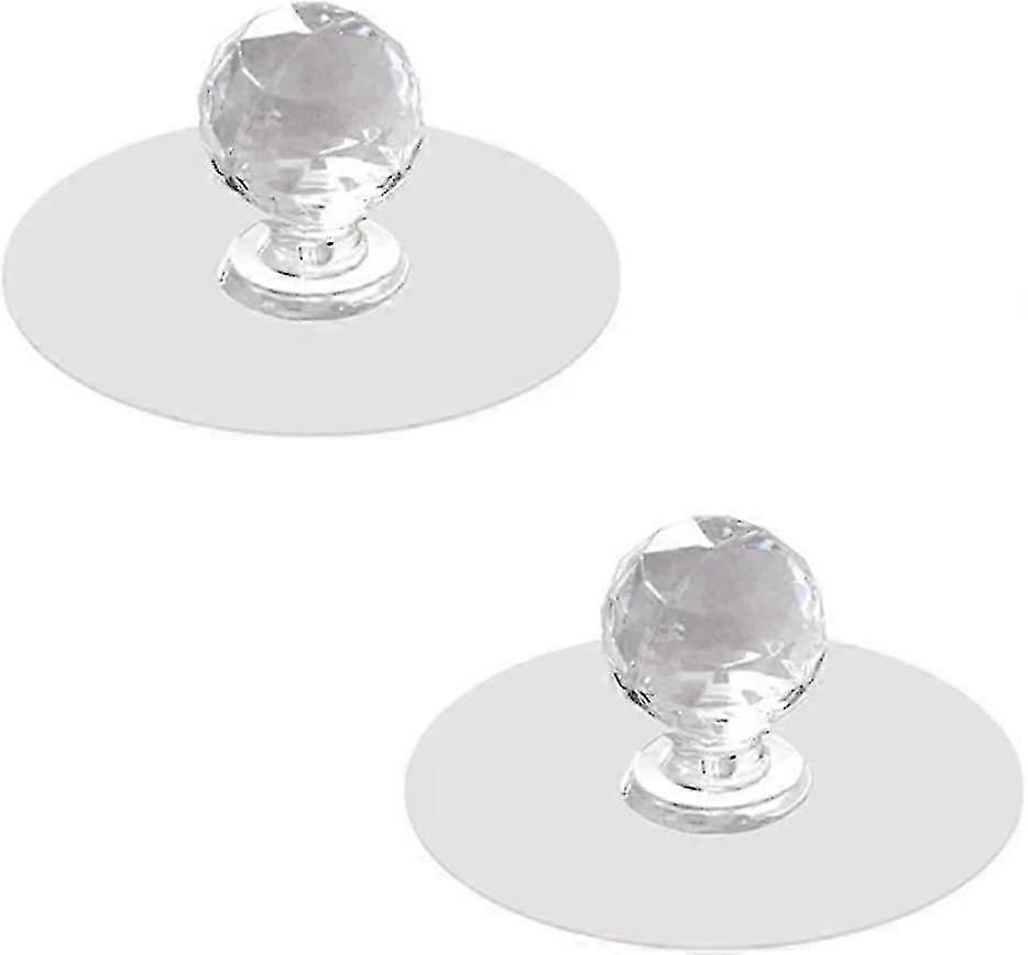 Cabinet Door Knobs, Furniture Pull Handle, 2pcs Self Adhesive Knobs No Drilling Mirror Cabinet Handles Drawer Knobs Transparent