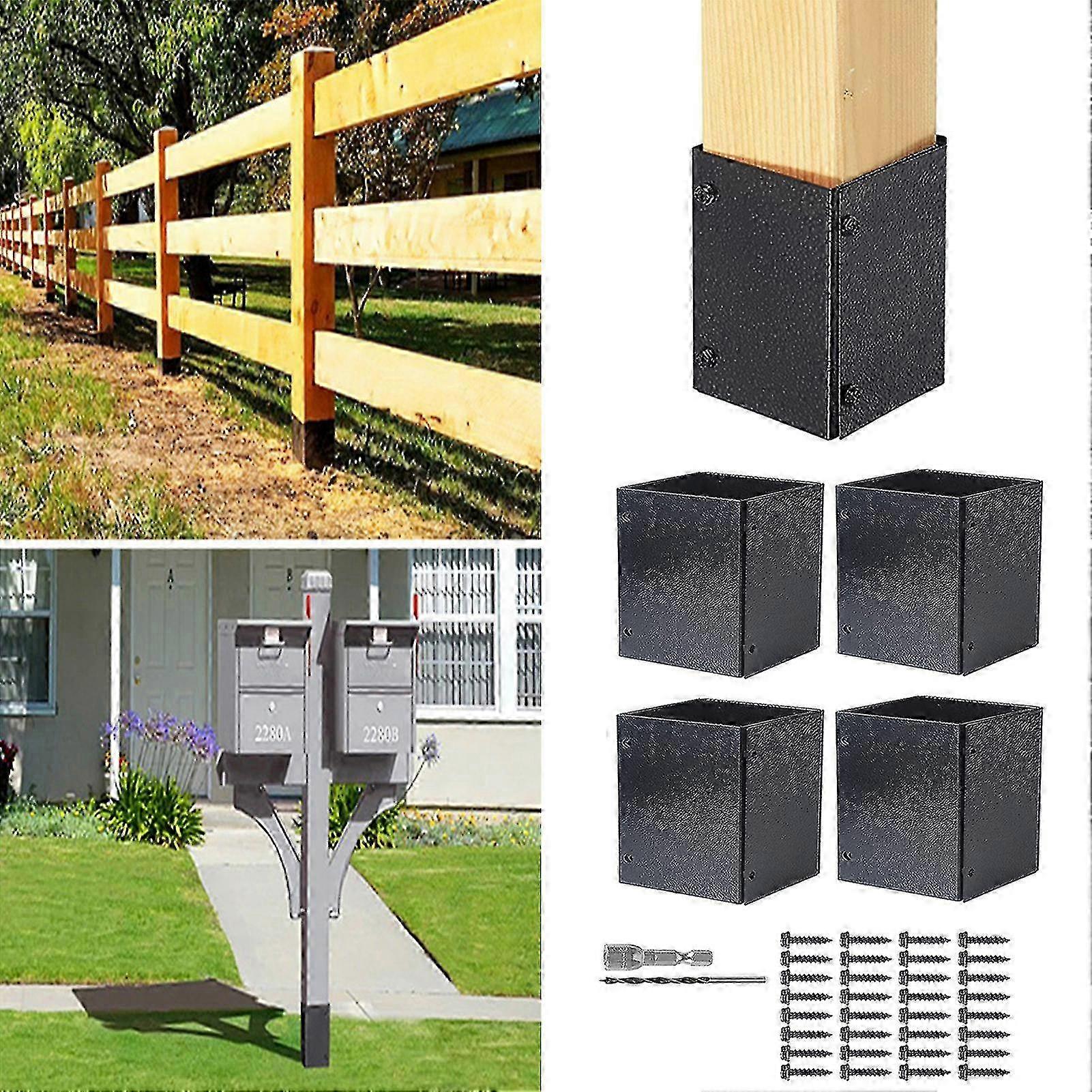 Adjustable Column Protect Cover for Mailbox Fences Fits 3.3-6" Posts Post Protector Set