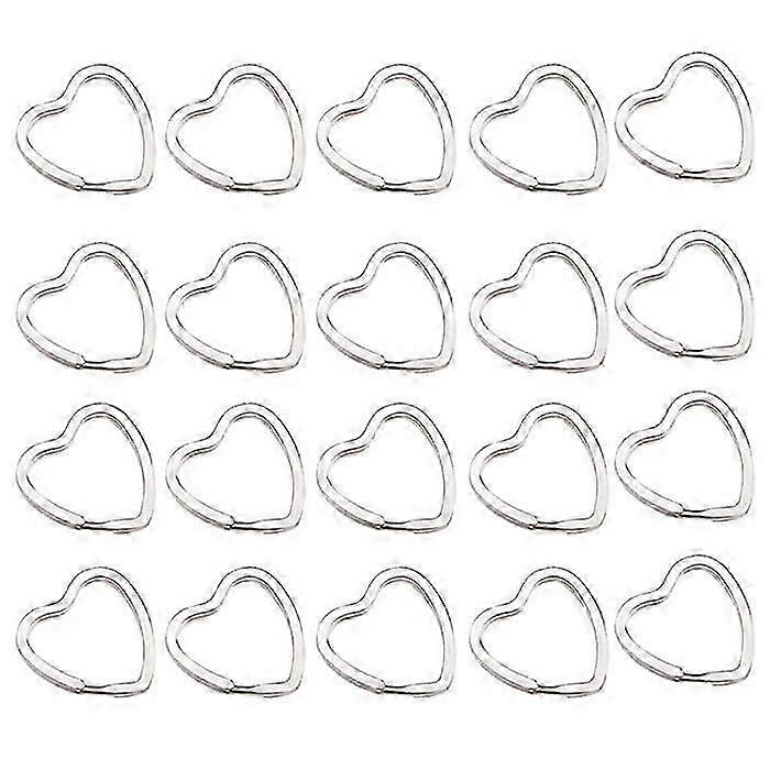 20Pcs Heart-Shaped Split Rings Key Rings