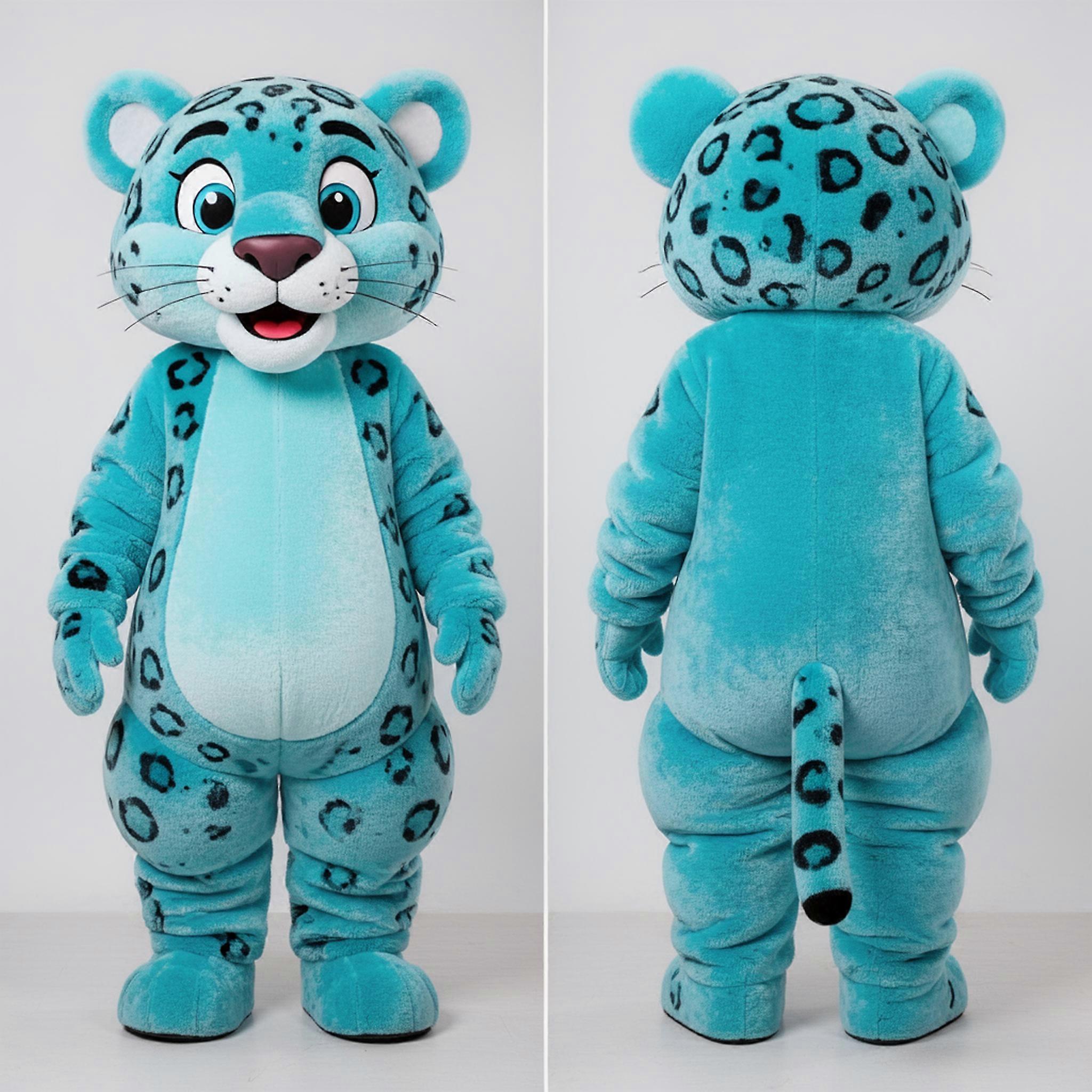 MASTICOT Cyan Cartoon Leopard Mascot