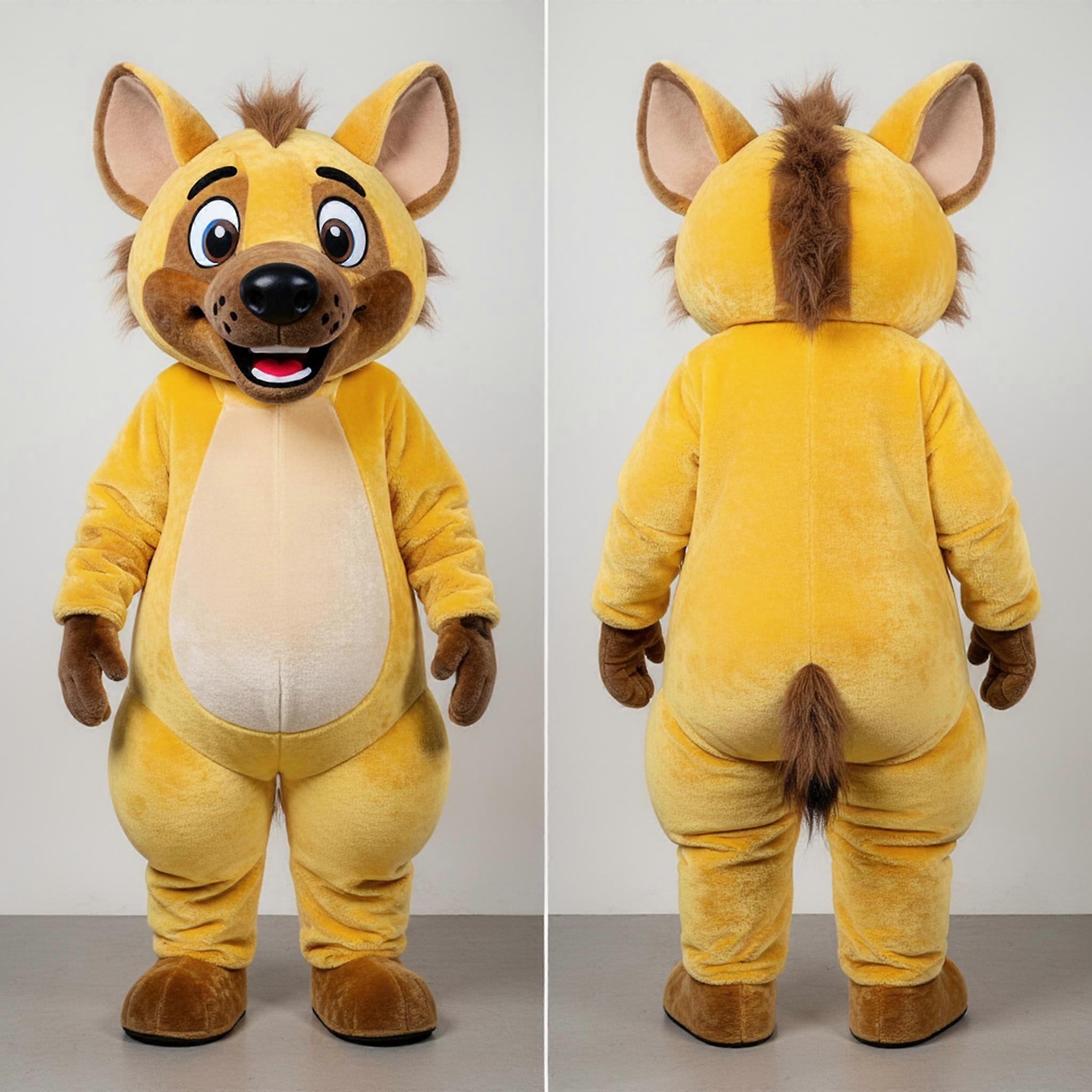MASTICOT Bright Yellow Smiling Hyena Mascot