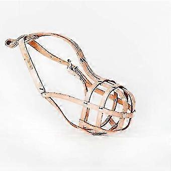 Light Leather Dog Muzzle for Small Dogs, Natural Leather, Snout Circumference 13-18 cm