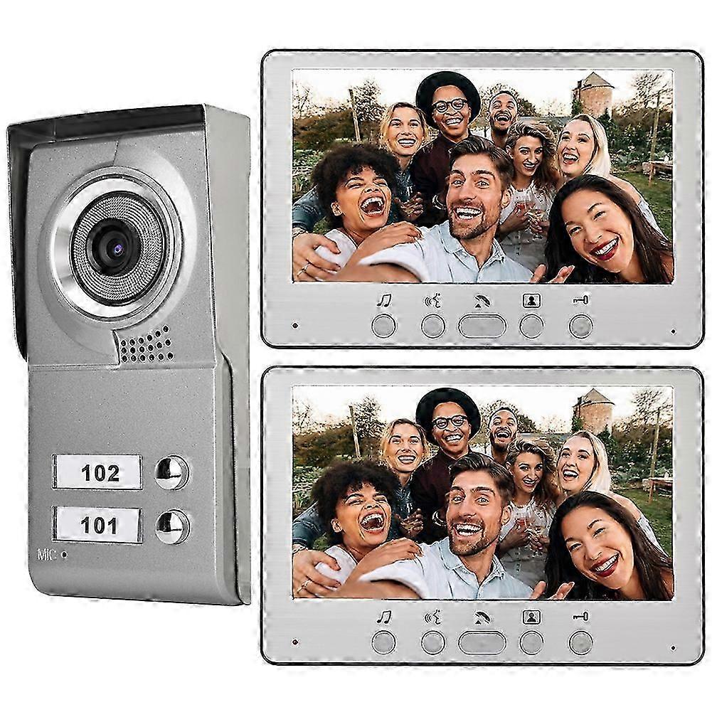 7 polegadas Apartamento 2 Unidades Wired Video Porteiro Visual Entry Intercomunicador System110-240V