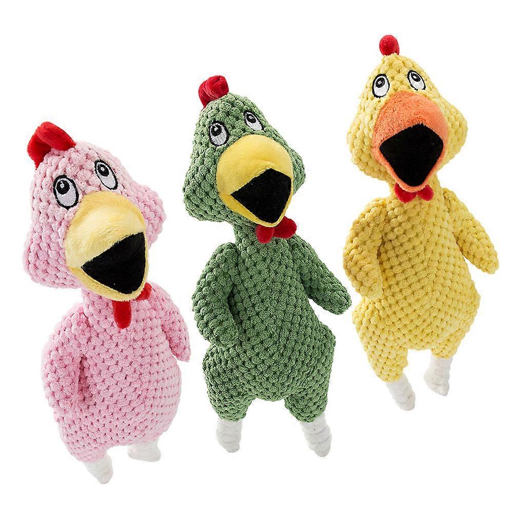 Giocattolo da masticare per cani a forma di pollo urlante, 3 pezzi assortiti