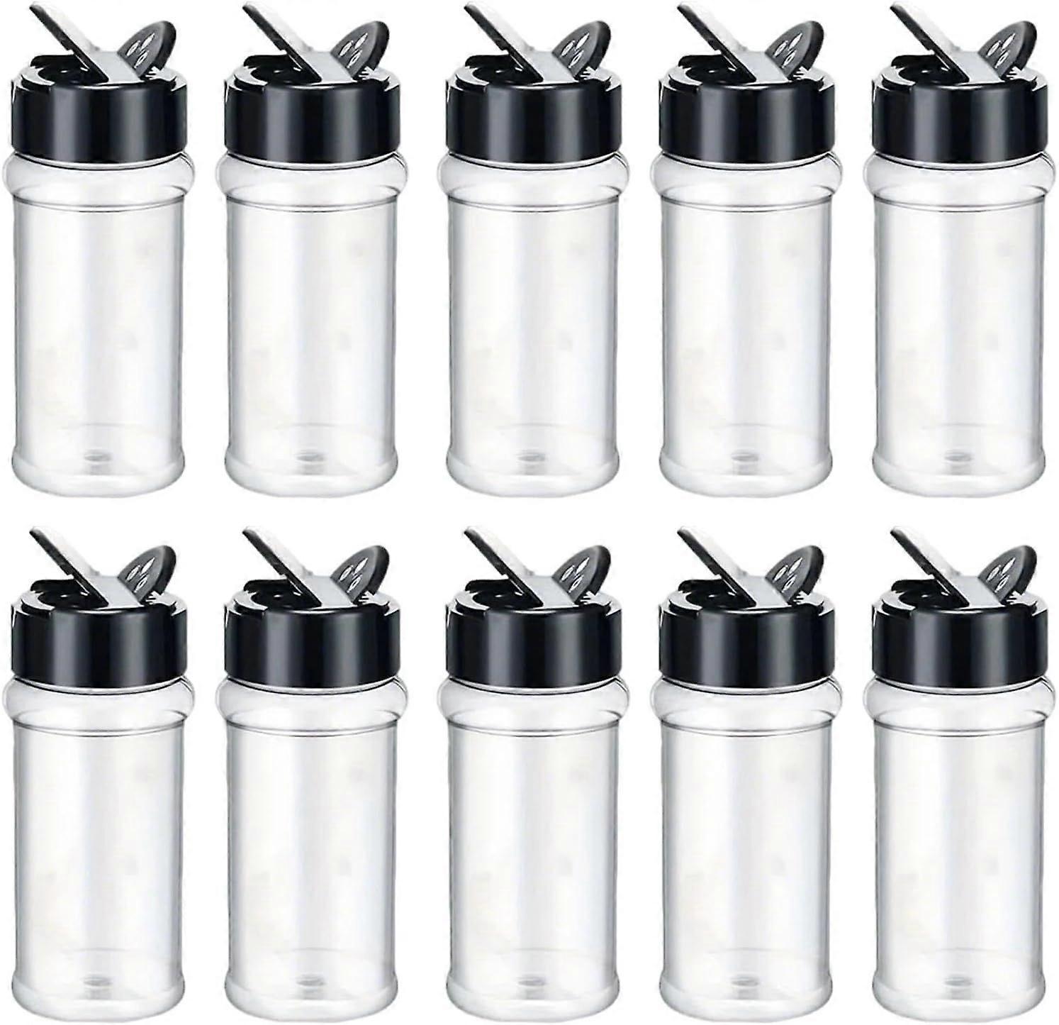 10 Pack Plastic Spice Jars with Adjustable Shaker Lids for Kitchen Storage