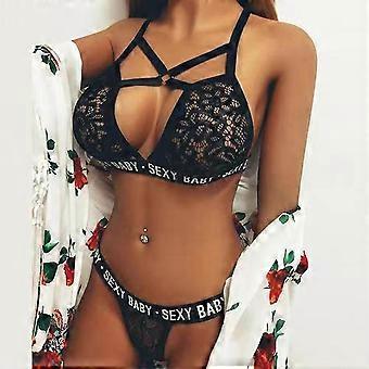 Women Sexy Lingerie Set Strappy Bra Thongs G-strings Lace Underwear Babydoll Nightwear Sleepwear