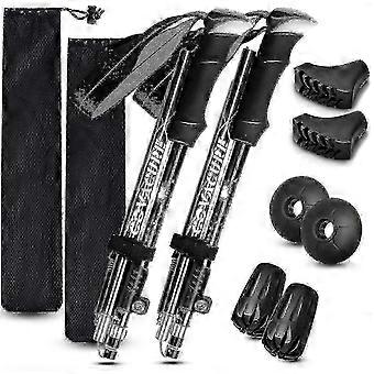 Collapsible Trekking Poles for Adults Seniors - 2 Pack Aluminum Walking Sticks with Quick Lock System Folding  SH