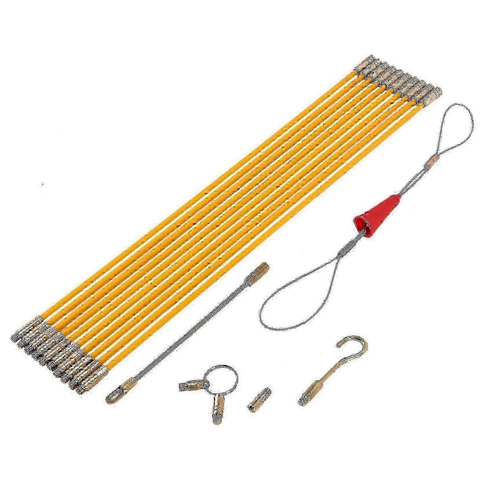 Fiberglass Fish Tape 10.83FT compatible with Electrical Cable Running Puller 10Rods