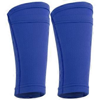 1 Par de Meias de Futebol Caneleira Dupla Camada Caneleira Mangas para Treinamento de Futebol Azul