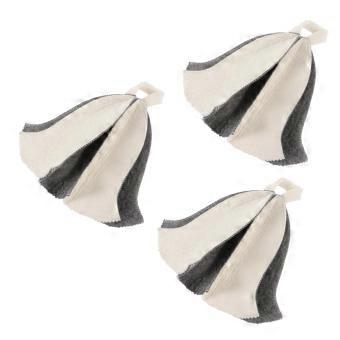 Sauna Hat Set 3pcs Felt Caps for Hair Protection Breathable Unisex Black and White Durable