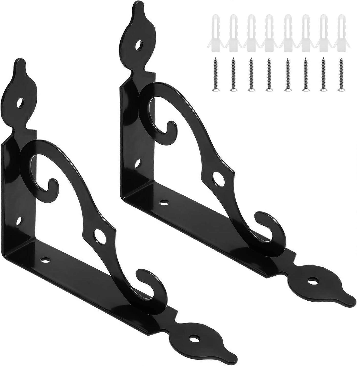 Bracket Decorative Shelf Brackets, 5.4 Inch, Black, 2 Pcs