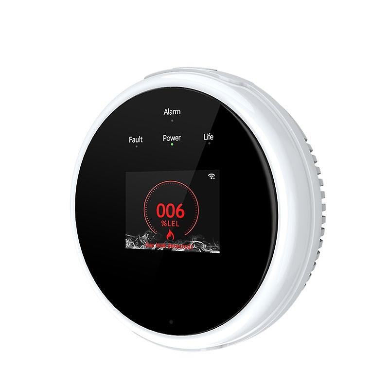 Tuya Wifi Gas Leak Sensor Led Display Screen Combustible Smart Home Security Natural Lpg Gas Leakage Alarm Temperature Detector