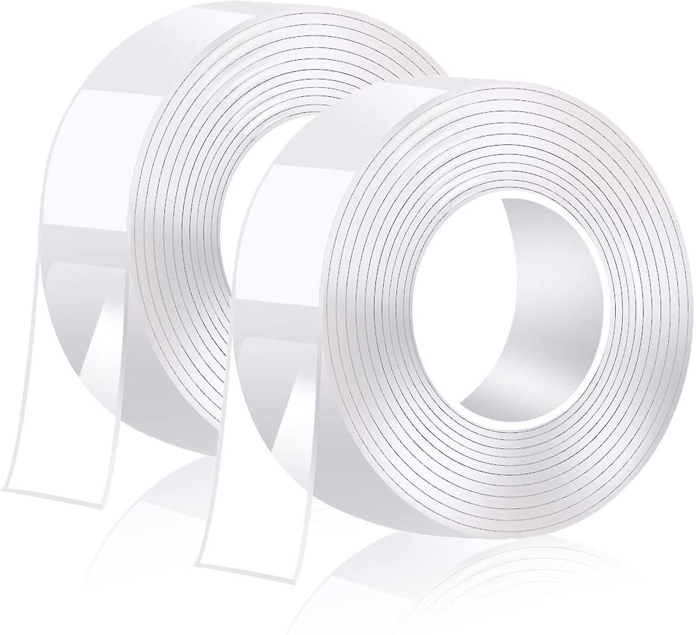 Transparent Washable Nano Tape, Multifunctional Reusable Removable Traceless Non-slip Double-sided Gel 3 Meters * 2 Rolls - 2 Cm X 1 Mm