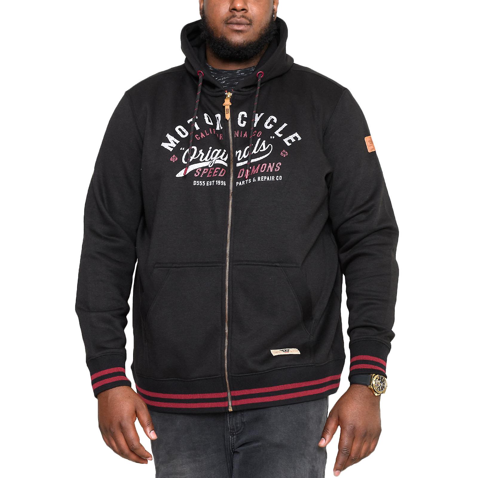 Duke D555 Mens Patrick Big Tall Kingsize Full Zip Hooded Hoodie Jacket - Black