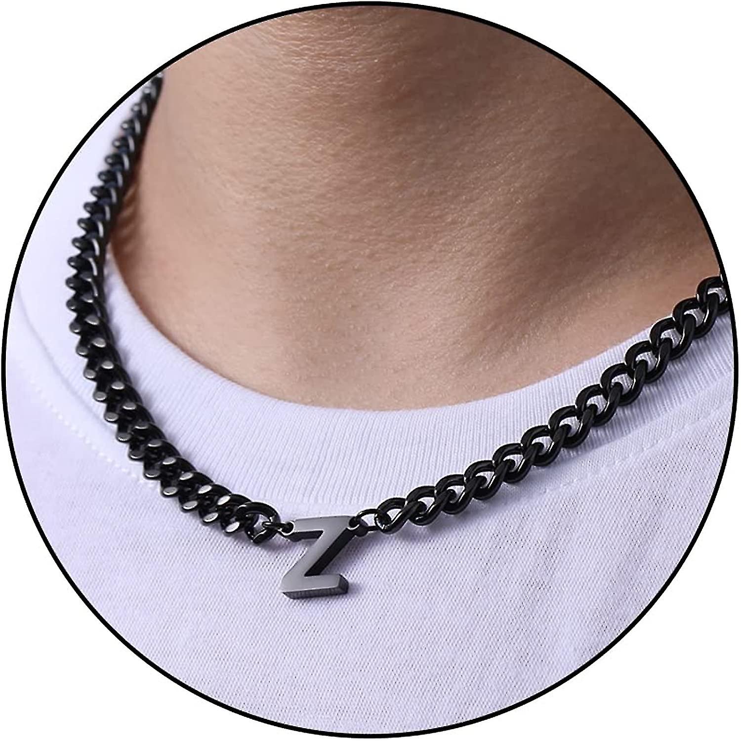 Początkowy A-z Kubański Link Chain Naszyjnik dla chłopców Mężczyźni Kobiety List Wisiorek ze stali nierdzewnej 6,5 mm 18 + 2 cale Biżuteria Prezent
