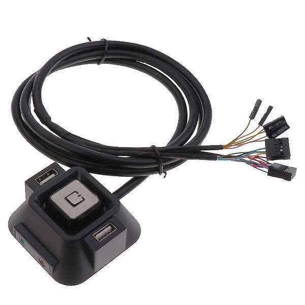 2xDesktop PC Computer Power Switch & USB Port Reset Button&3.5mm Audio Jack