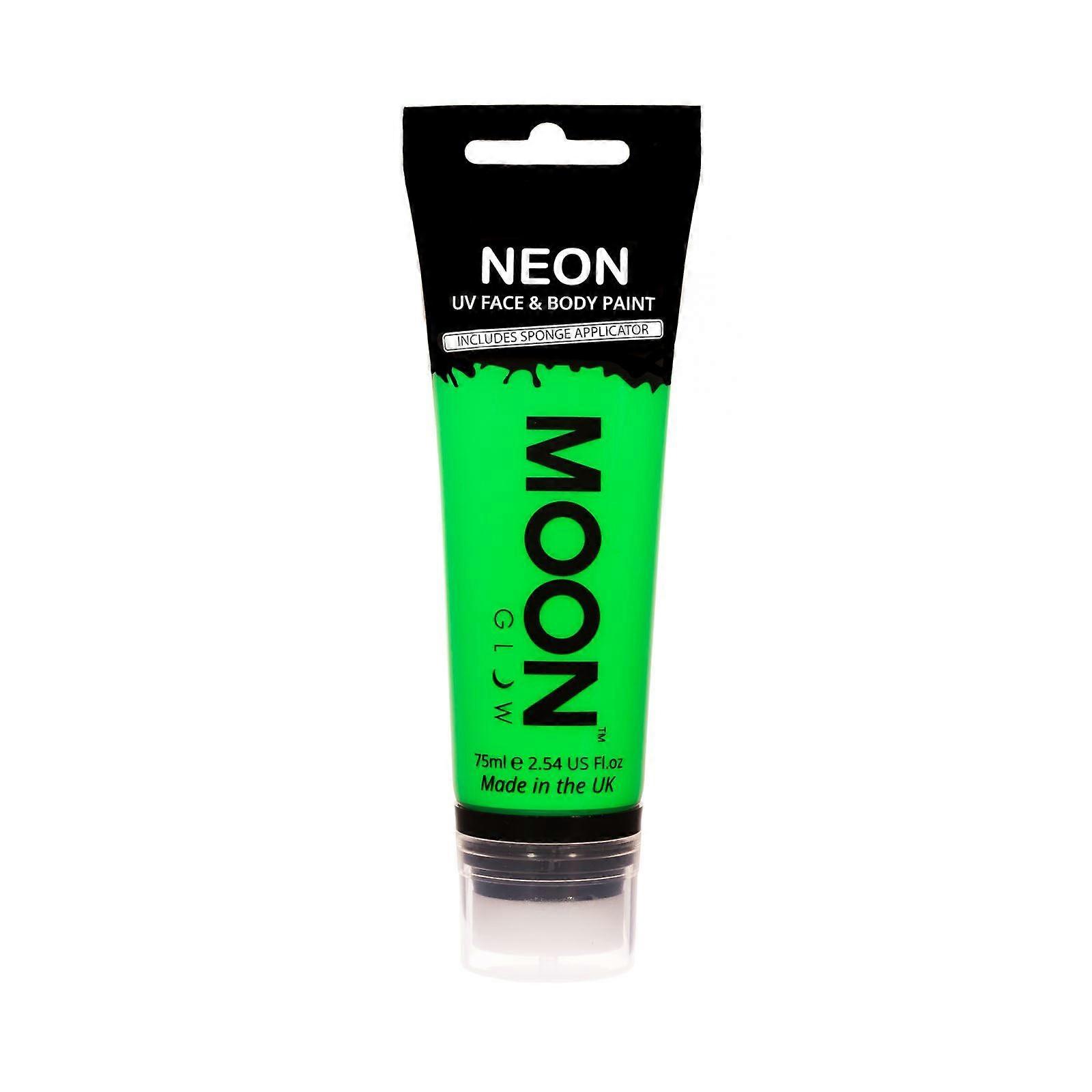 Moon Glow - Peinture visage UV néon de 75 ml avec applicateur d’éponge - Vert intense
