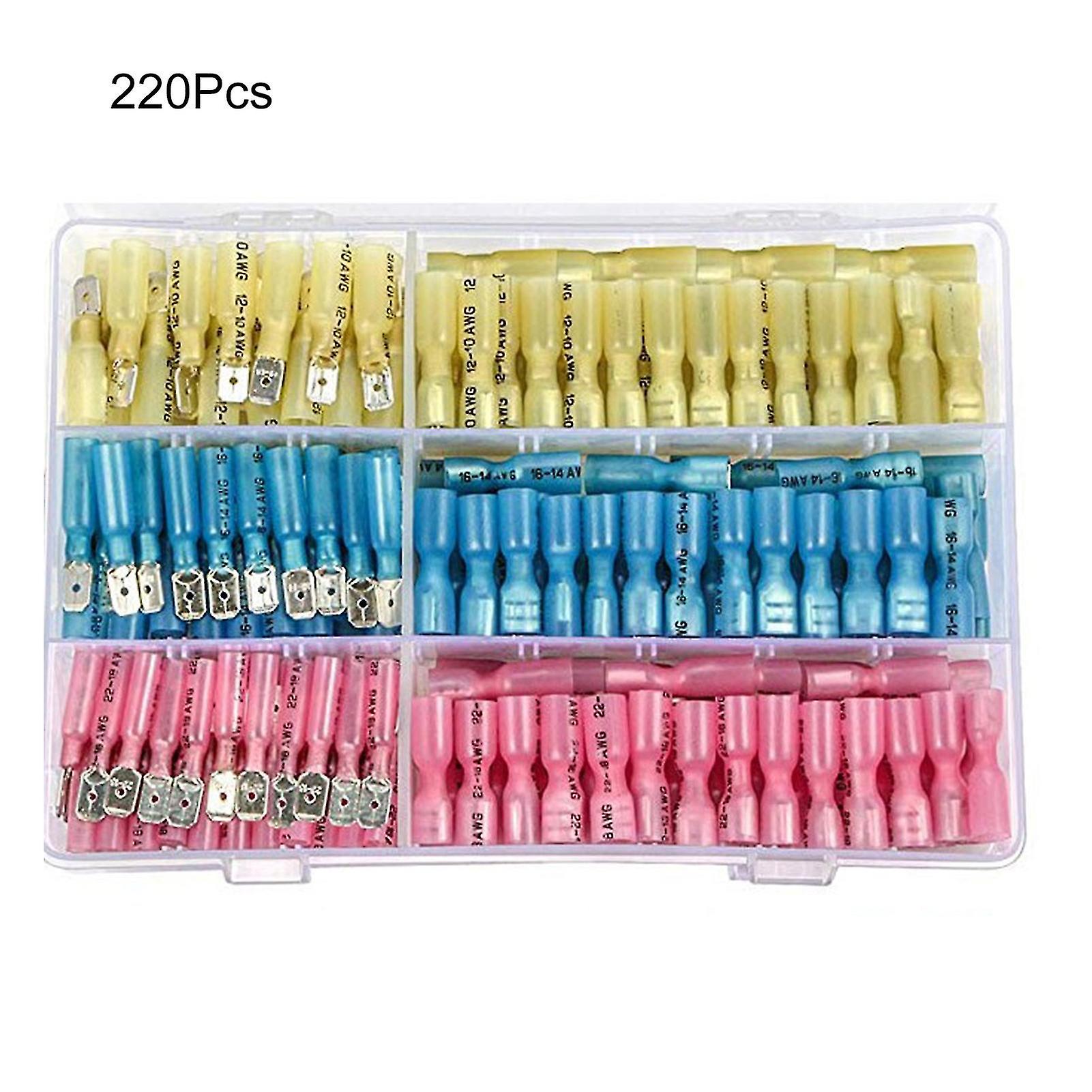 220pcs Wire Connector Transparent Easy To Use Plastic Fully Insulated Solder Seal Wire Connectors For Harness Processing