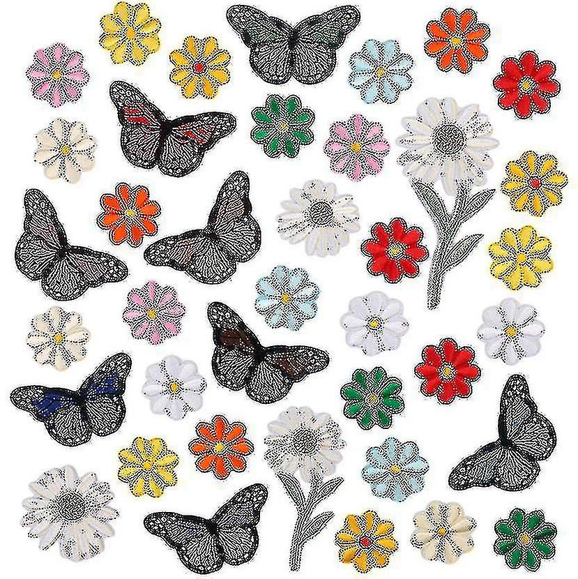 39pcs Flower Appliques Patches Ironing Embroidered Patche Mixed Color