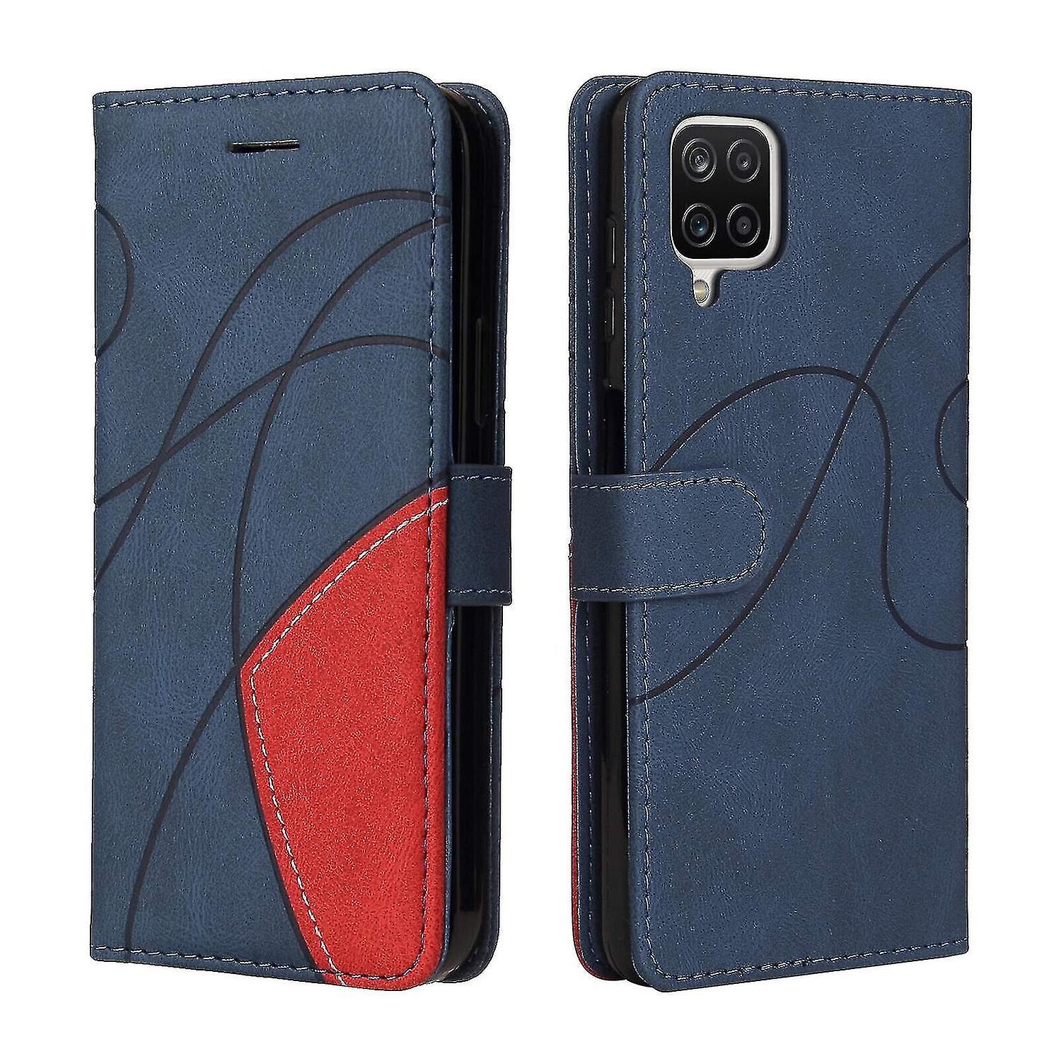 Compatible With Samsung Galaxy A12 5g Case Card Pu Holder Leather Cuir Wallet Flip Cover - Blue