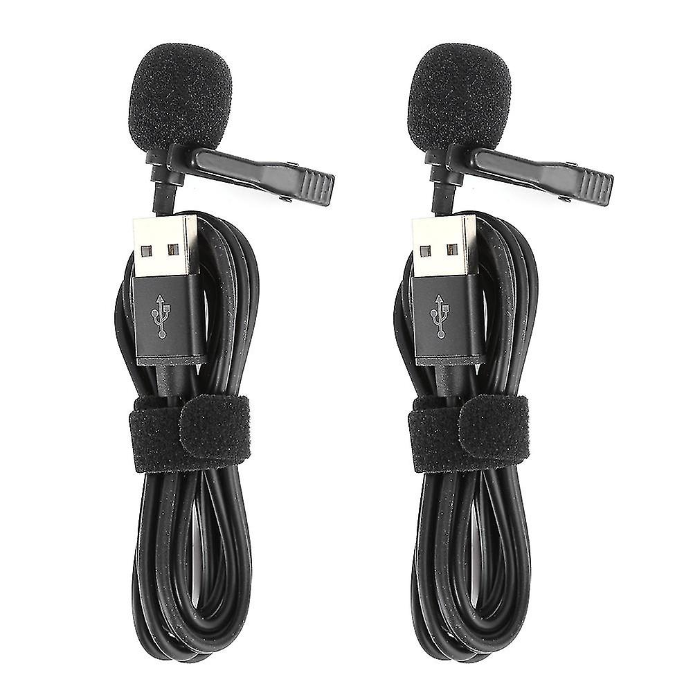 2Pcs Mini USB Microphone Compact Professional Wired Lapel Collar Clip for Interview