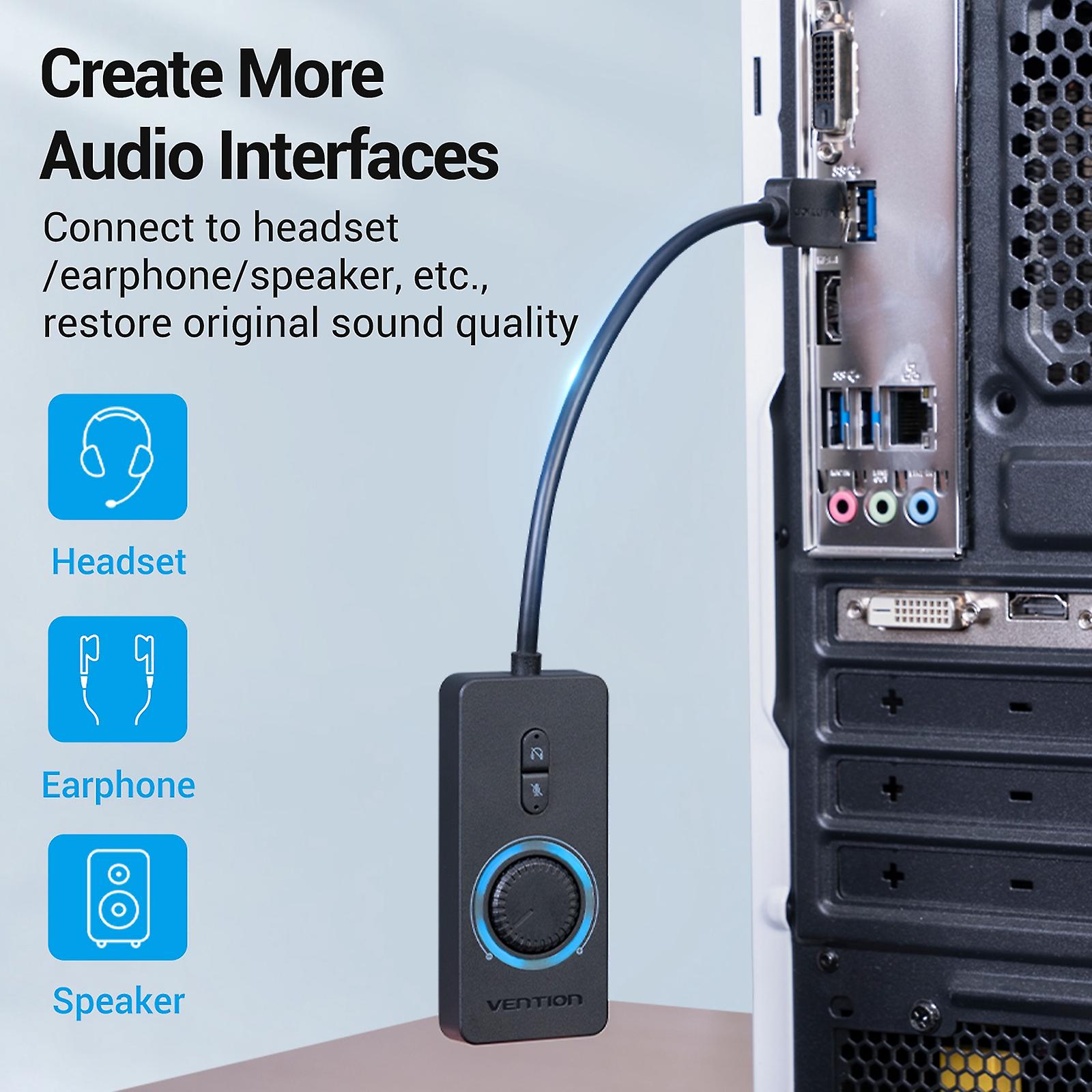 External Stereo Sound Adapter Audio Adapter No Drivers Needed Usb Sound Card For Laptops Windows