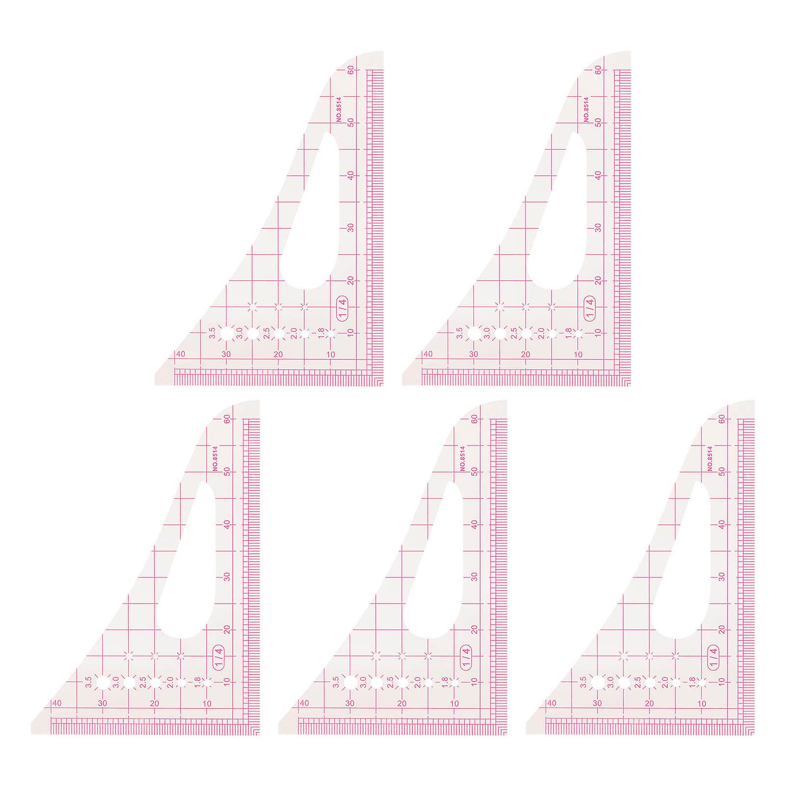 5Pcs Triangular Curve Rule Transparent High Accuracy Multifunction Pattern Sewing Rulers Set for Beginners Tailors