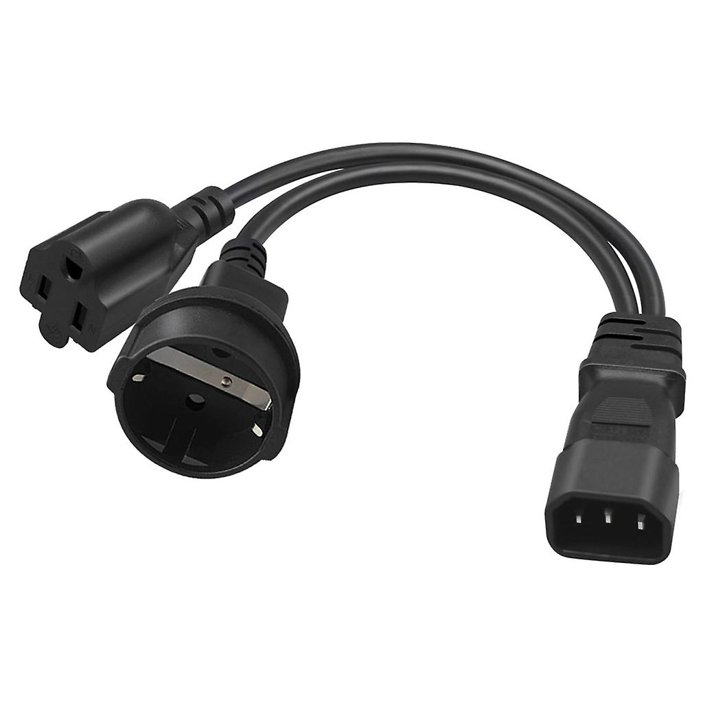 Power Extension Cord Y Splitter C14 to 5-15R US EU 4.8mm 1 to 2 Way Outlet Low Profile Power Plug Cable Wire Extender