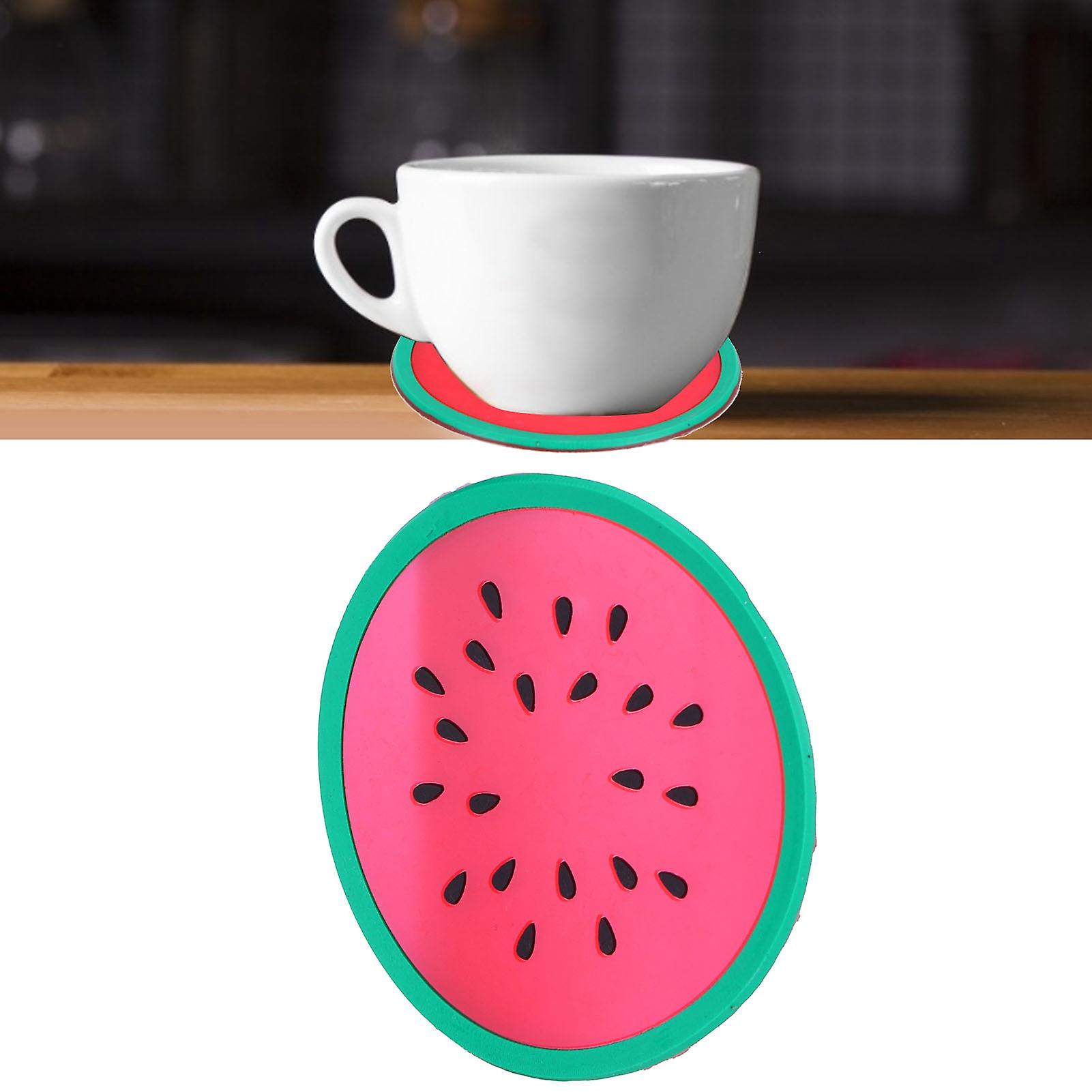 Fruit Shape Coaster Tableware Placemat Silicone Cup Drinks Holder Mat Kitchen AccessoriesWatermelon