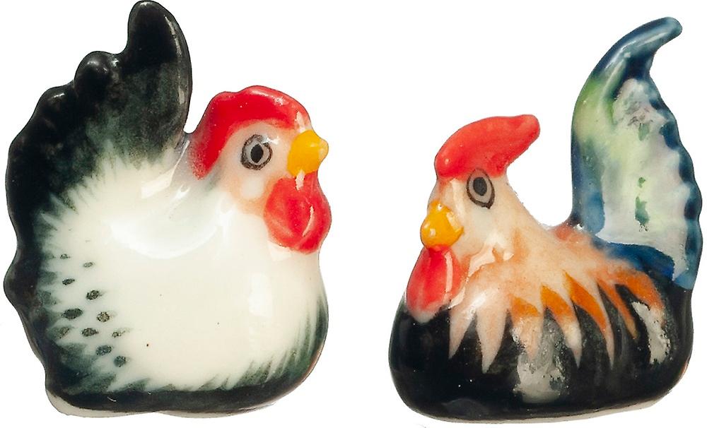 ドールハウス2セラミックチキンヘンオーナメントミニチュアキッチンデコレーションアクセサリー