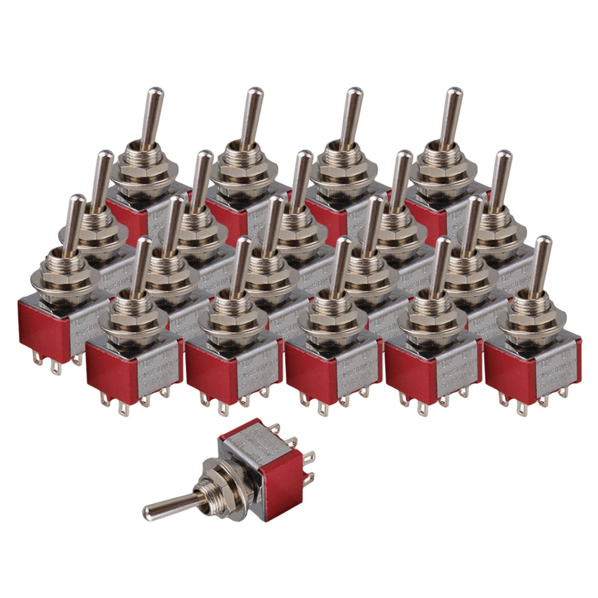 20 Pieces Red Electirc 2 Position Toggle Switch DPDT AC 125V 6A TGD3