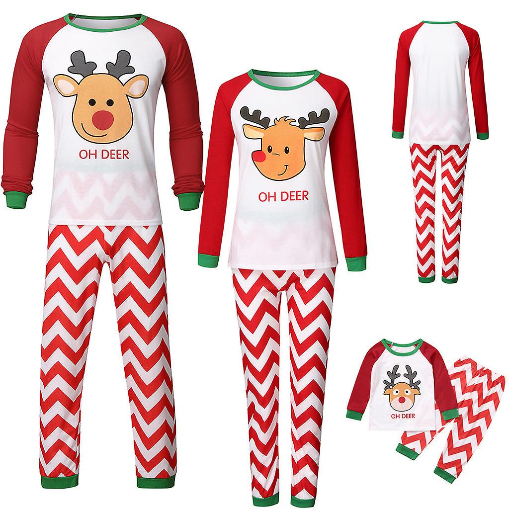 Christmas Pajamas Matching Family Pyjamas Autumn And Winter Homewear Wave Parent-child Suit  Elk Parent-child Pajamas
