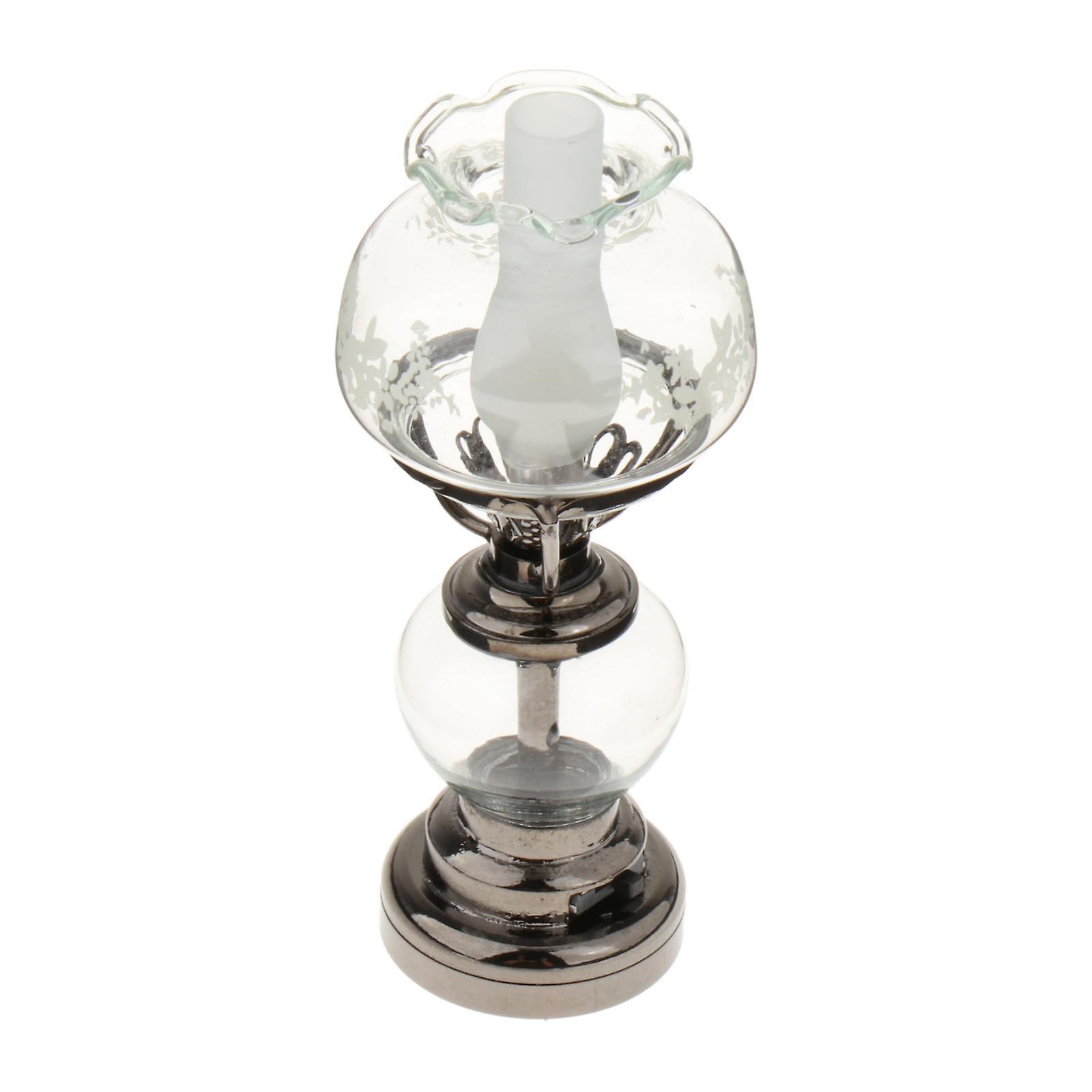 1/12 Oil Table Lamp Miniature Table Lamp for Sand Table Model Train black